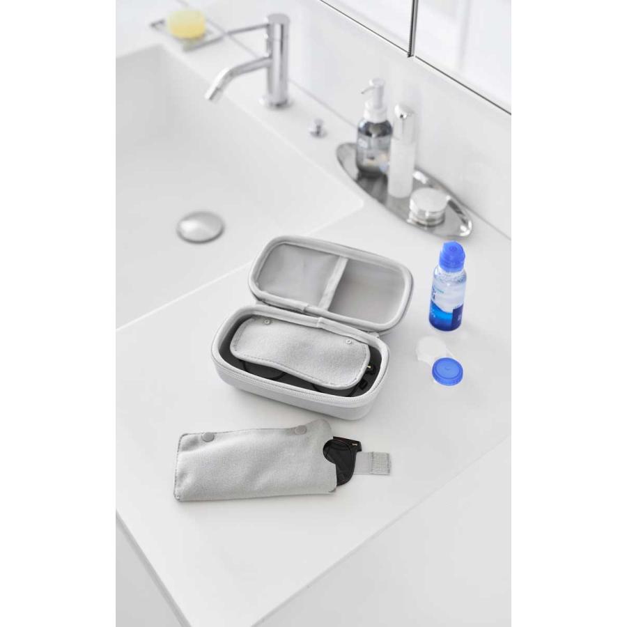 メガネケース tower タワー メガネとコンタクトレンズ用品が収納できるメガネケース ファスナー付き セミハードケース 山崎実業 正規品 10438 ライトグレー | tower | 03