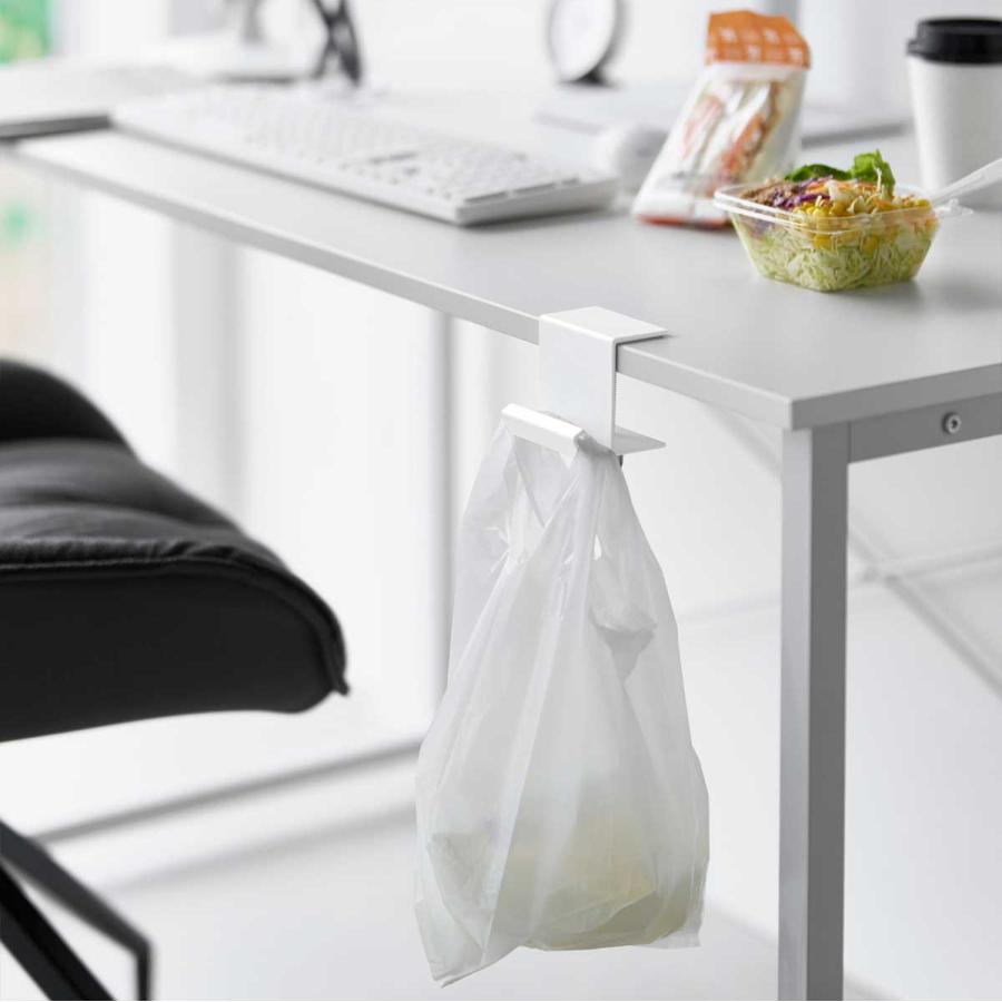 バッグハンガー tower タワー テーブル横レジ袋ハンガー ゴミ受け ゴミ箱 レジ袋ホルダー 山崎実業 正規品 10482 ホワイト | tower