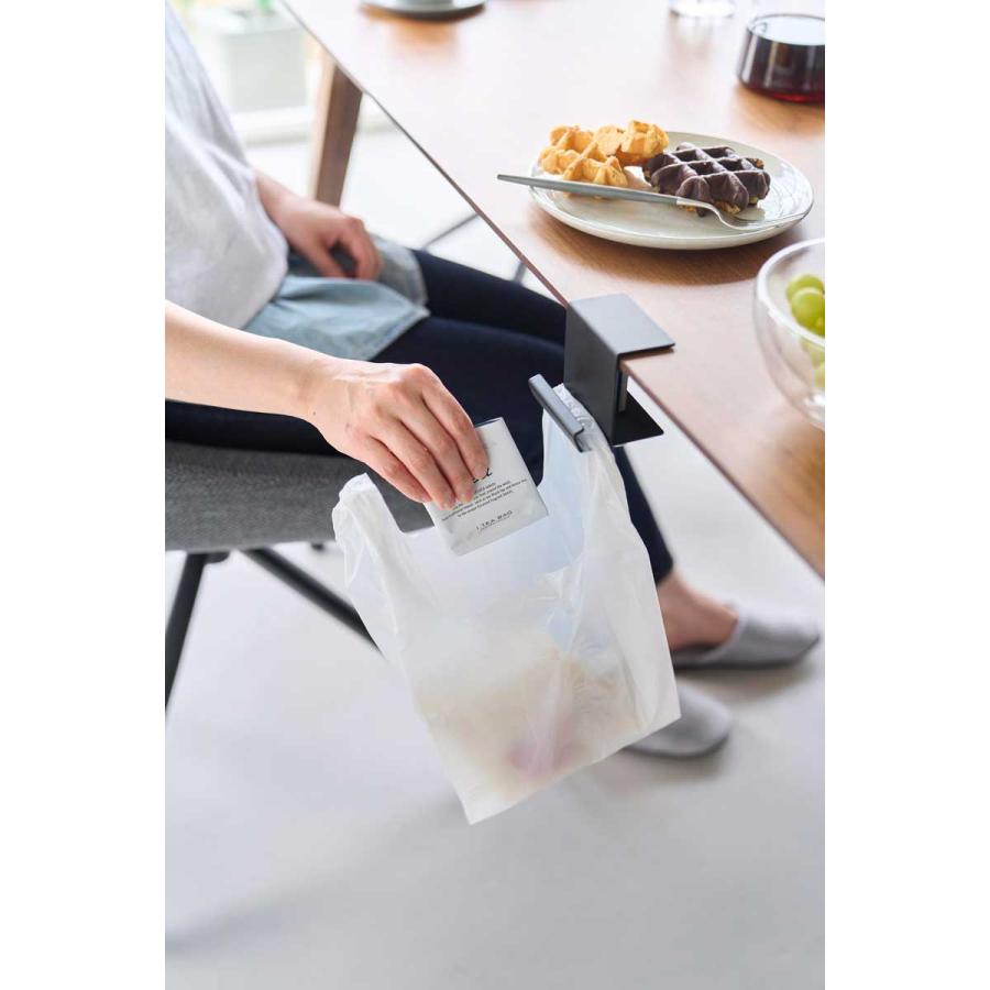 バッグハンガー tower タワー テーブル横レジ袋ハンガー ゴミ受け ゴミ箱 レジ袋ホルダー 山崎実業 正規品 10483 ブラック | tower | 07