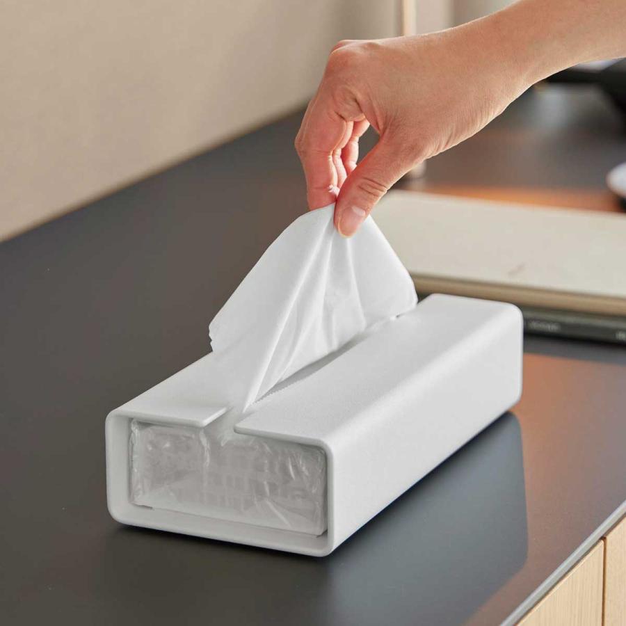 ティッシュケース tower タワー 入れ替え簡単ソフトパックティッシュケース ソフトパック専用 スチール製 ティッシュカバー 山崎実業 正規品 10450 ホワイト | tower