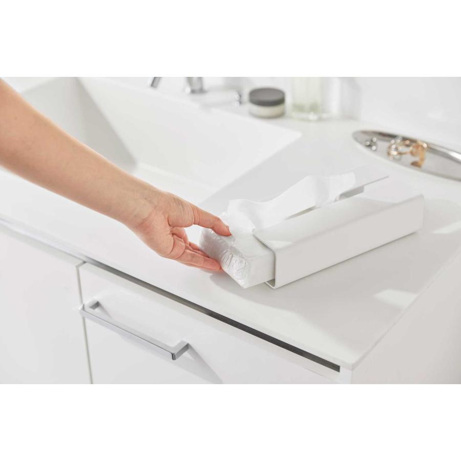 ティッシュケース tower タワー 入れ替え簡単ソフトパックティッシュケース ソフトパック専用 スチール製 ティッシュカバー 山崎実業 正規品 10450 ホワイト | tower | 07