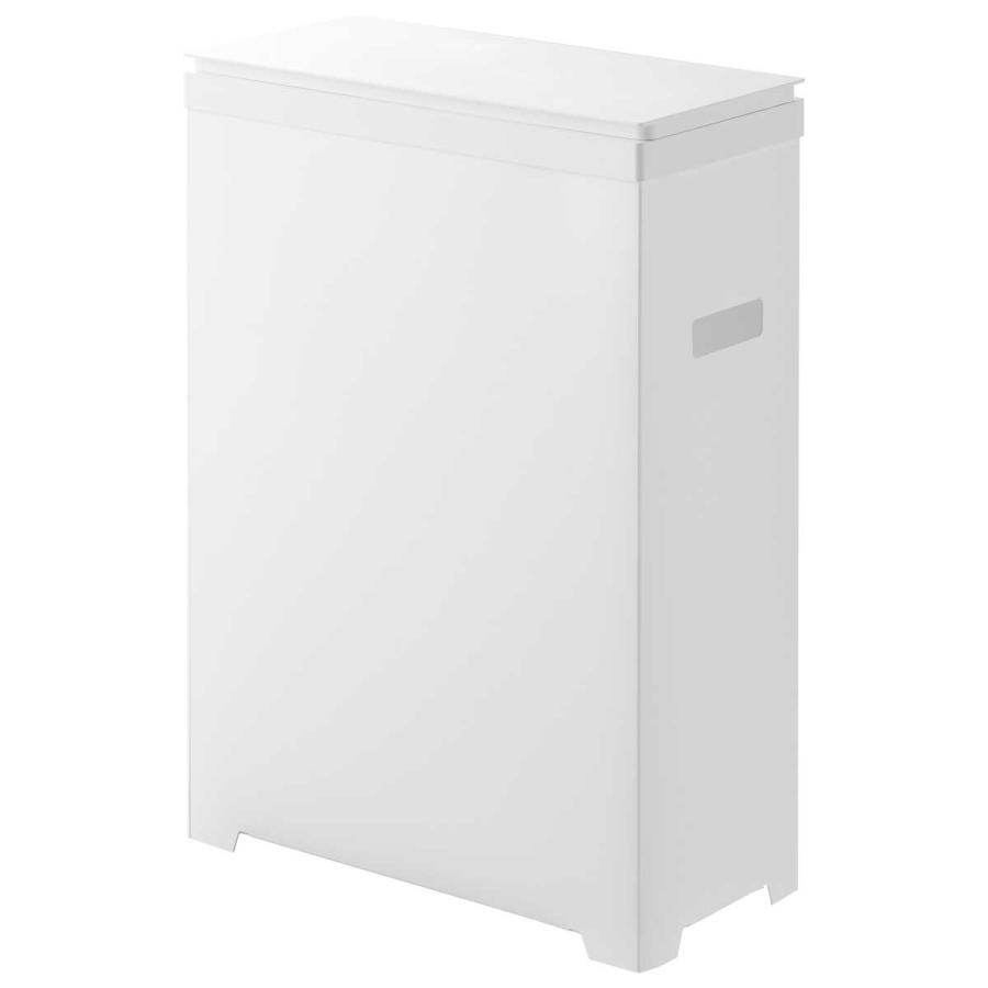 ふた付きゴミ箱 45リットル tower タワー スリム蓋付きゴミ箱 横開きタイプ 45L ハンドル付き 軽量 スリム キッチン用 山崎実業 正規品 1524 ホワイト | tower | 01