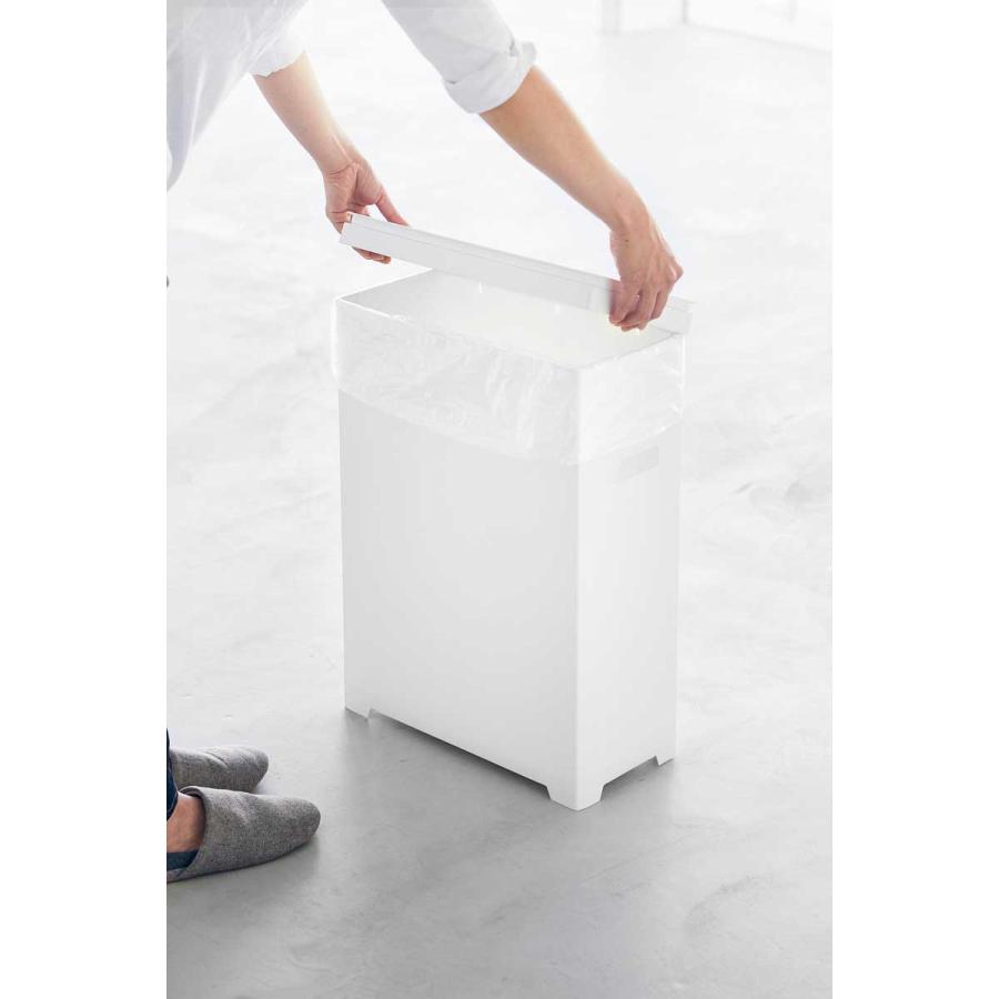 ふた付きゴミ箱 45リットル tower タワー スリム蓋付きゴミ箱 横開きタイプ 45L ハンドル付き 軽量 スリム キッチン用 山崎実業 正規品 1524 ホワイト | tower | 06