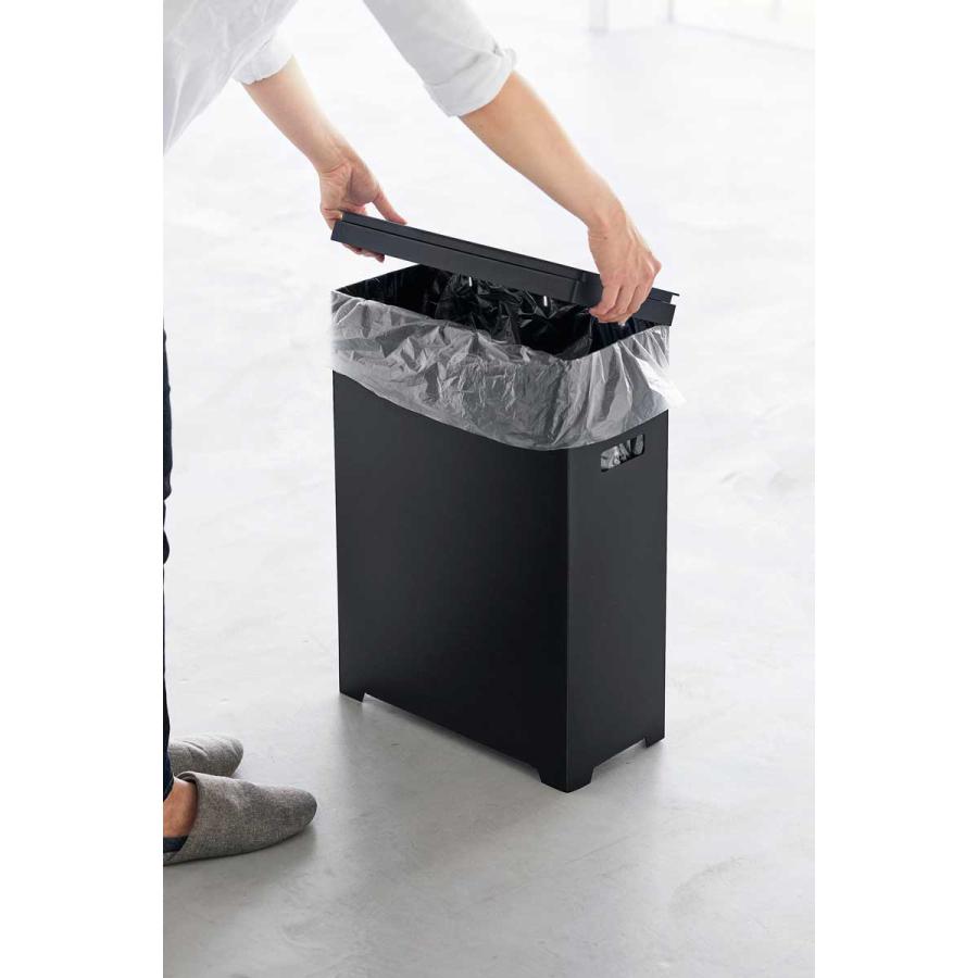 ふた付きゴミ箱 45リットル tower タワー スリム蓋付きゴミ箱 横開きタイプ 45L ハンドル付き 軽量 スリム キッチン用 山崎実業 正規品 1525 ブラック | tower | 06