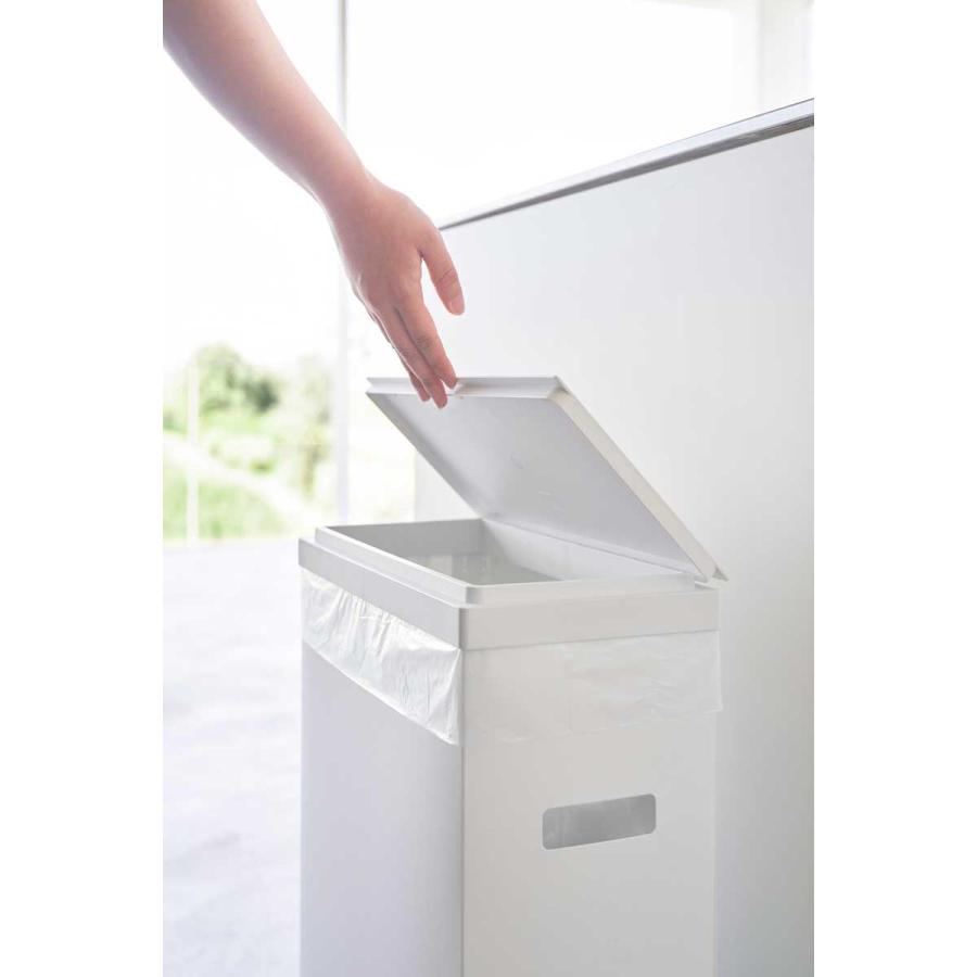ふた付きゴミ箱 45リットル tower タワー スリム蓋付きゴミ箱 横開きタイプ 45L 2個組 ハンドル付き 軽量 スリム キッチン用 山崎実業 正規品 1526 ホワイト | tower | 05