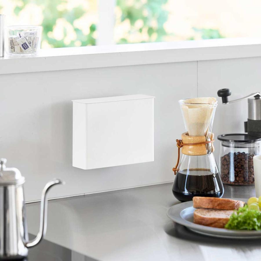 tower タワー マグネットコーヒーペーパーフィルターケース 扇形 円すい形フィルター対応 コーヒーフィルターホルダー 山崎実業 正規品 10330 ホワイト | tower