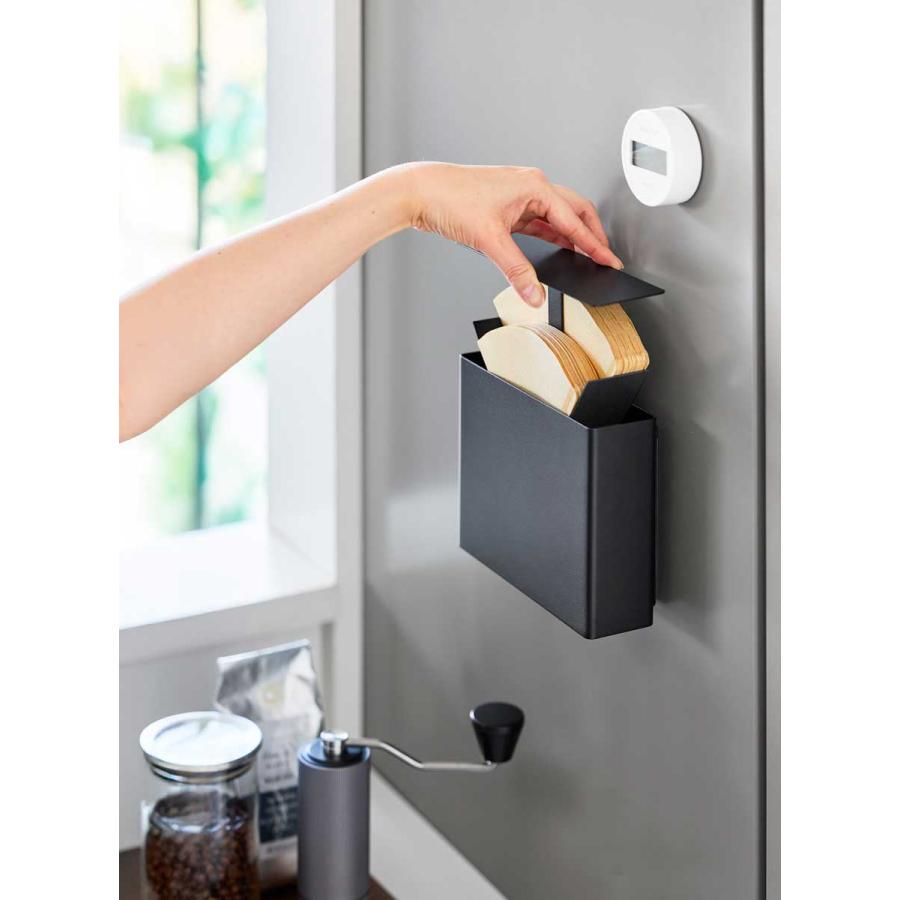 tower タワー マグネットコーヒーペーパーフィルターケース 扇形 円すい形フィルター対応 コーヒーフィルターホルダー 山崎実業 正規品 10331 ブラック | tower | 04