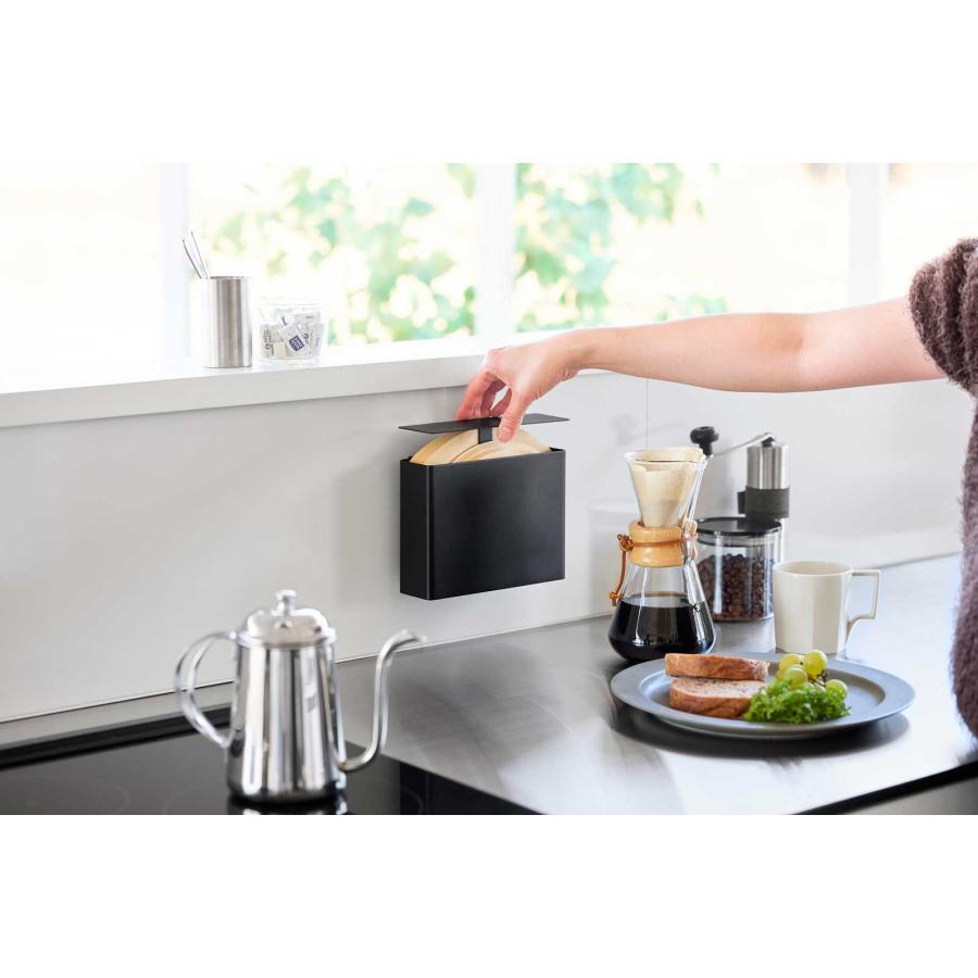 tower タワー マグネットコーヒーペーパーフィルターケース 扇形 円すい形フィルター対応 コーヒーフィルターホルダー 山崎実業 正規品 10331 ブラック | tower | 06