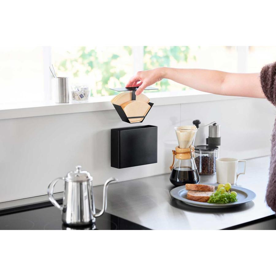 tower タワー マグネットコーヒーペーパーフィルターケース 扇形 円すい形フィルター対応 コーヒーフィルターホルダー 山崎実業 正規品 10331 ブラック | tower | 07