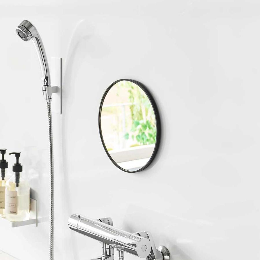 浴室ミラー tower タワー マグネットバスルームミラー 丸型 23cm 風呂鏡 マグネット設置 バスルームミラー 山崎実業 正規品 10176 ブラック | tower