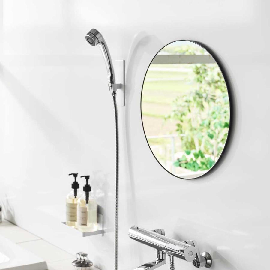 浴室ミラー tower タワー マグネットバスルームミラー 丸型 42cm 風呂鏡 マグネット設置 バスルームミラー 山崎実業 正規品 10178 ブラック | tower