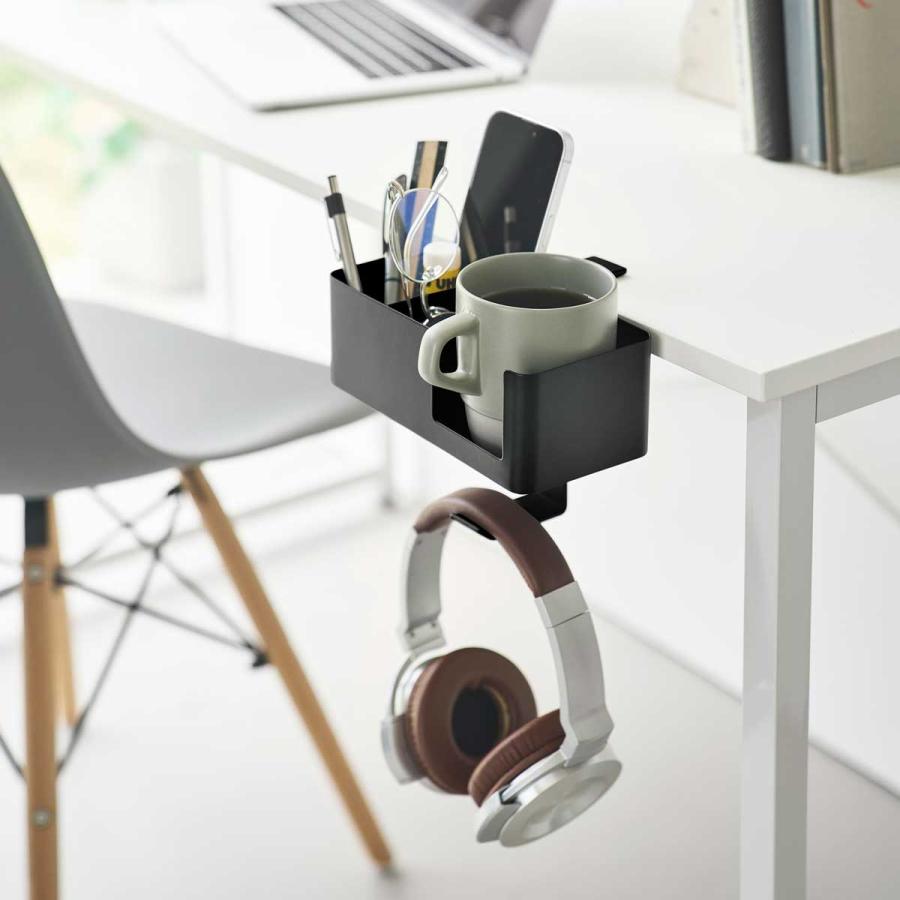 デスク収納ラック tower タワー テーブル横マルチラック マグカップ収納 コンパクト 袖机 デスクトレー テーブル収納 山崎実業 正規品 10368 ブラック | tower