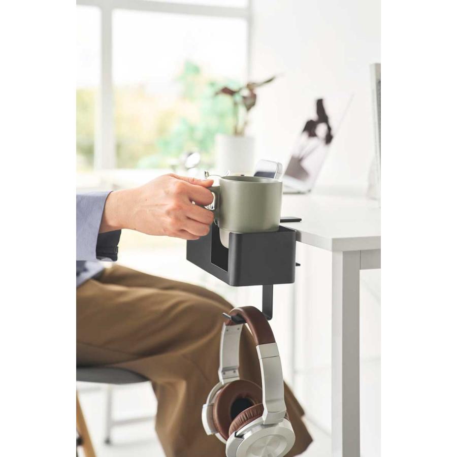 デスク収納ラック tower タワー テーブル横マルチラック マグカップ収納 コンパクト 袖机 デスクトレー テーブル収納 山崎実業 正規品 10368 ブラック | tower | 04