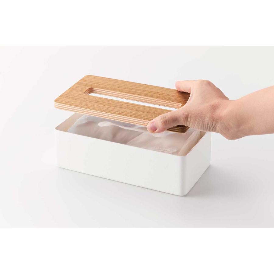 ティッシュケース RIN リン 蓋付きコンパクトティッシュケース 木目 木蓋 コンパクト ティッシュカバー 山崎実業 正規品 10605 ナチュラル | tower | 05