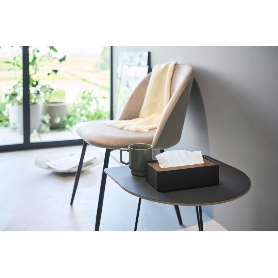 ティッシュケース RIN リン 蓋付きコンパクトティッシュケース 木目 木蓋 コンパクト ティッシュカバー 山崎実業 正規品 10604 ブラウン | tower | 02