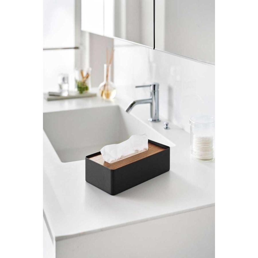 ティッシュケース RIN リン 蓋付きコンパクトティッシュケース 木目 木蓋 コンパクト ティッシュカバー 山崎実業 正規品 10604 ブラウン | tower | 04