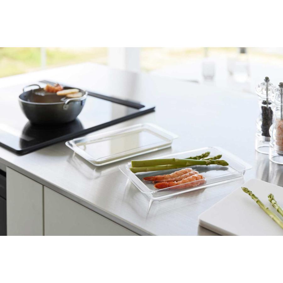 調理トレー tower タワー 電子レンジ対応連結できる洗いやすい下ごしらえ調理トレー 浅型 2個組 バット 調理器具 山崎実業 正規品 10336 クリア | tower | 02