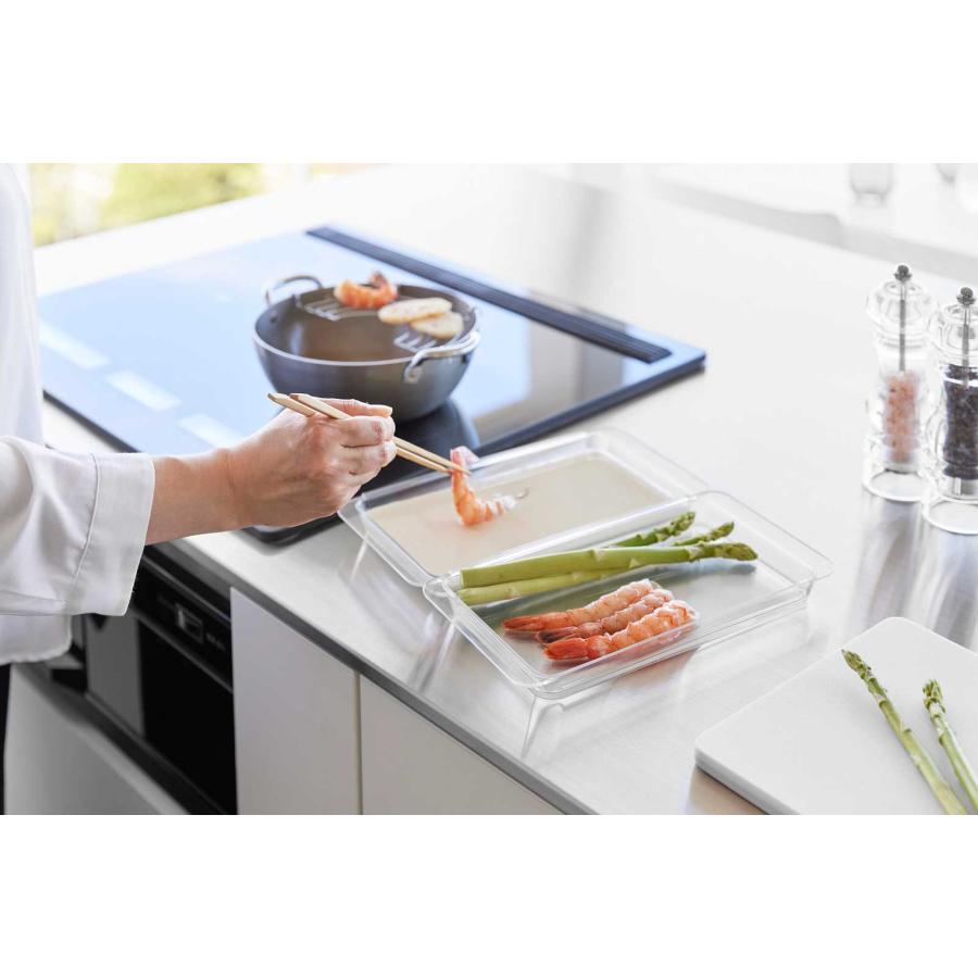 調理トレー tower タワー 電子レンジ対応連結できる洗いやすい下ごしらえ調理トレー 浅型 2個組 バット 調理器具 山崎実業 正規品 10336 クリア | tower | 03