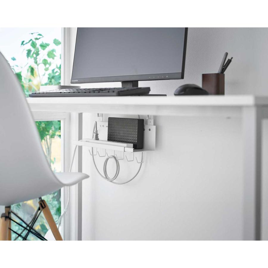 ケーブルトレー smart スマート 伸縮デスク下ケーブルトレー 配線整理 OAタップ ケーブルボックス ケーブル収納 山崎実業 正規品 10416 ホワイト | 山崎実業 | 03