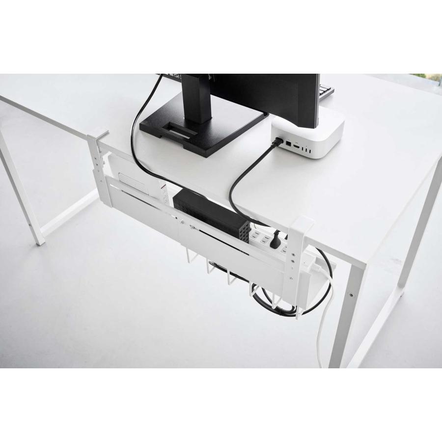 ケーブルトレー smart スマート 伸縮デスク下ケーブルトレー 配線整理 OAタップ ケーブルボックス ケーブル収納 山崎実業 正規品 10416 ホワイト | 山崎実業 | 06