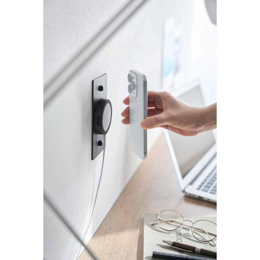 スマホ充電ホルダー tower タワー ウォールスマートフォン充電ホルダー 石こうボード壁対応 壁付け ワイヤレス充電器対応 山崎実業 10085 ブラック | tower | 04