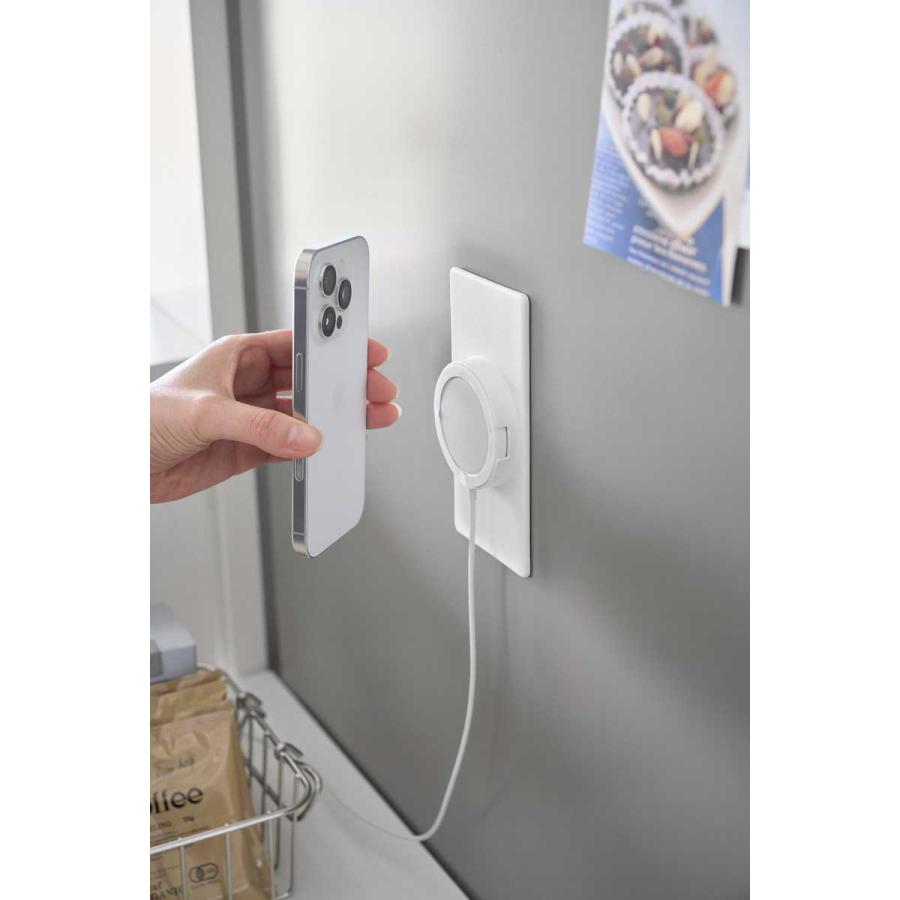 スマホ充電ホルダー tower タワー マグネットスマートフォン充電ホルダー 壁付け 壁掛け ワイヤレス充電器対応 山崎実業 正規品 10086 ホワイト | tower | 03