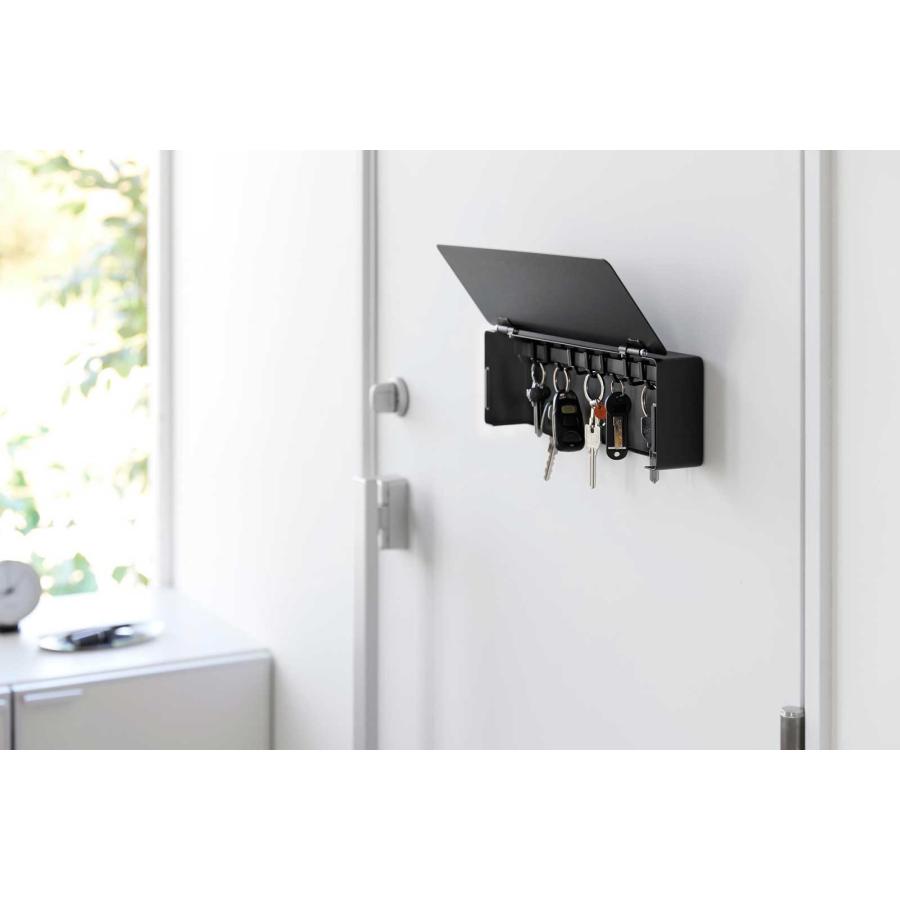キーフック tower タワー マグネットキーフック ロング 壁付け 壁掛け 扉付き キーボックス キーケース 山崎実業 正規品 10343 ブラック | tower | 03