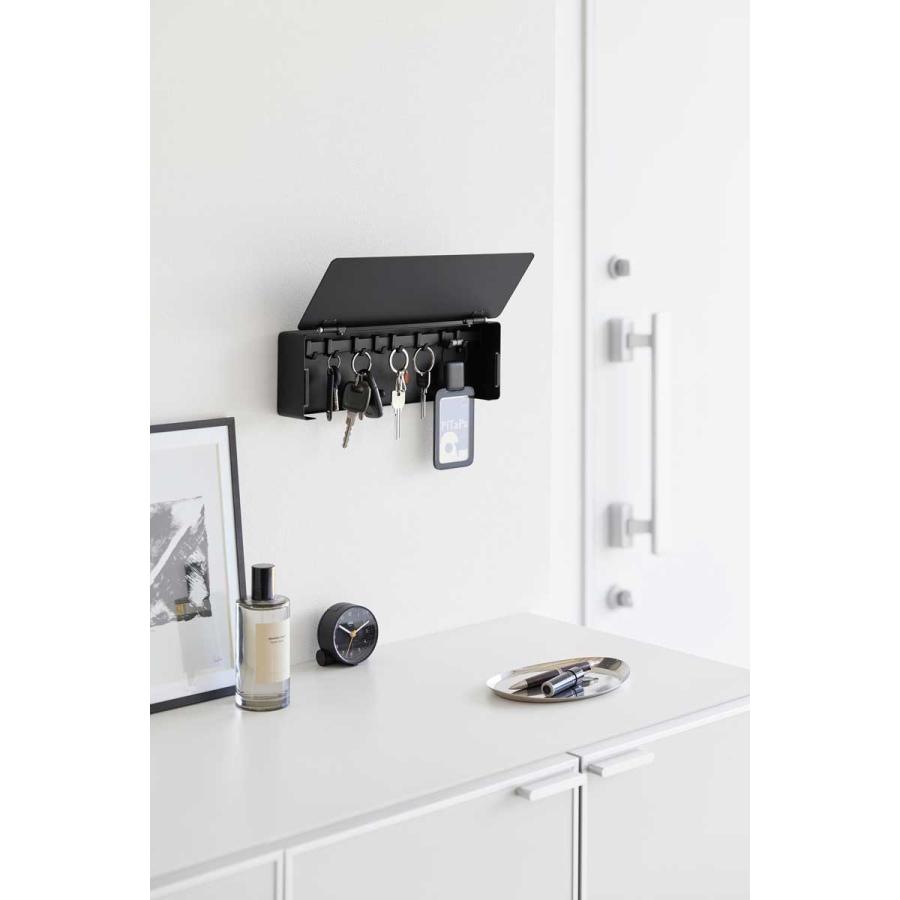 キーフック tower タワー 壁付けキーフック ロング 壁付け 壁掛け 扉付き キーボックス キーケース 山崎実業 正規品 10345 ブラック | tower | 04