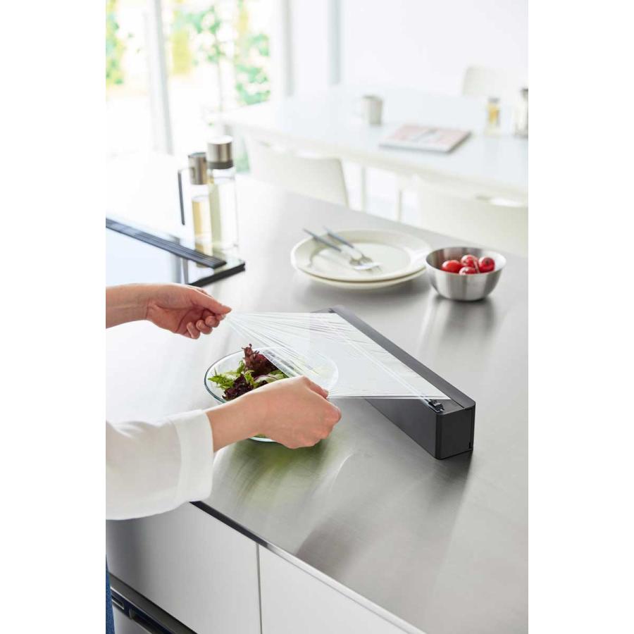 ラップケース tower タワー マグネットラップケース スライドカッター付き アルミホイル対応 ラップ収納 ラップホルダー 山崎実業 正規品 10659 ブラック | tower | 04