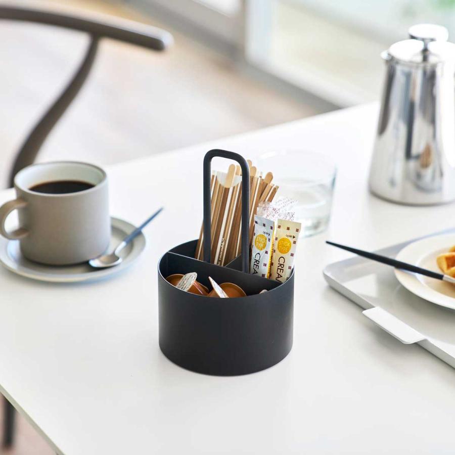 シュガー＆ミルクケース tower タワー シュガー＆ミルクオーガナイザー スティックシュガー ミルク マドラー おしゃれ 山崎実業 正規品 10808 ブラック | tower