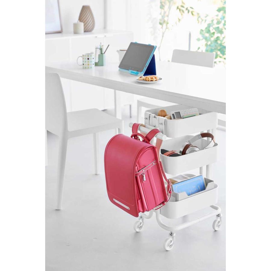 ランドセルハンガー tower タワー スチールワゴン横ランドセル＆リュックハンガー スチールワゴンに取り付け ランドセルラック 山崎実業 正規品 10771 ホワイト | tower | 02