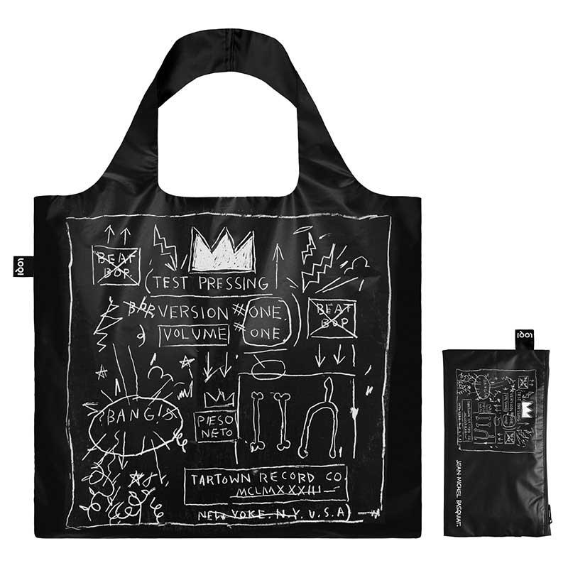 折りたたみトートバッグ LOQI ローキー Metallic Bag メタリックバッグ JEAN-MICHEL BASQUIAT ジャン=ミッシェル・バスキア/クラウン ブラック | LOQI | 01
