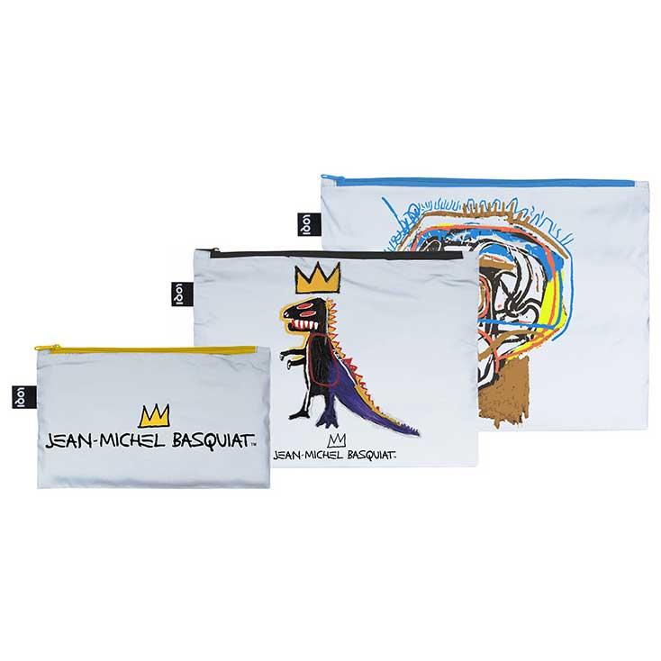 ポーチセット LOQI ローキー Zip Pockets Reflective Jean-Michel Basquiat ジャン-ミッシェル・バスキア/クラウン、ペッツ ディスペンサー、アンタイトル | LOQI