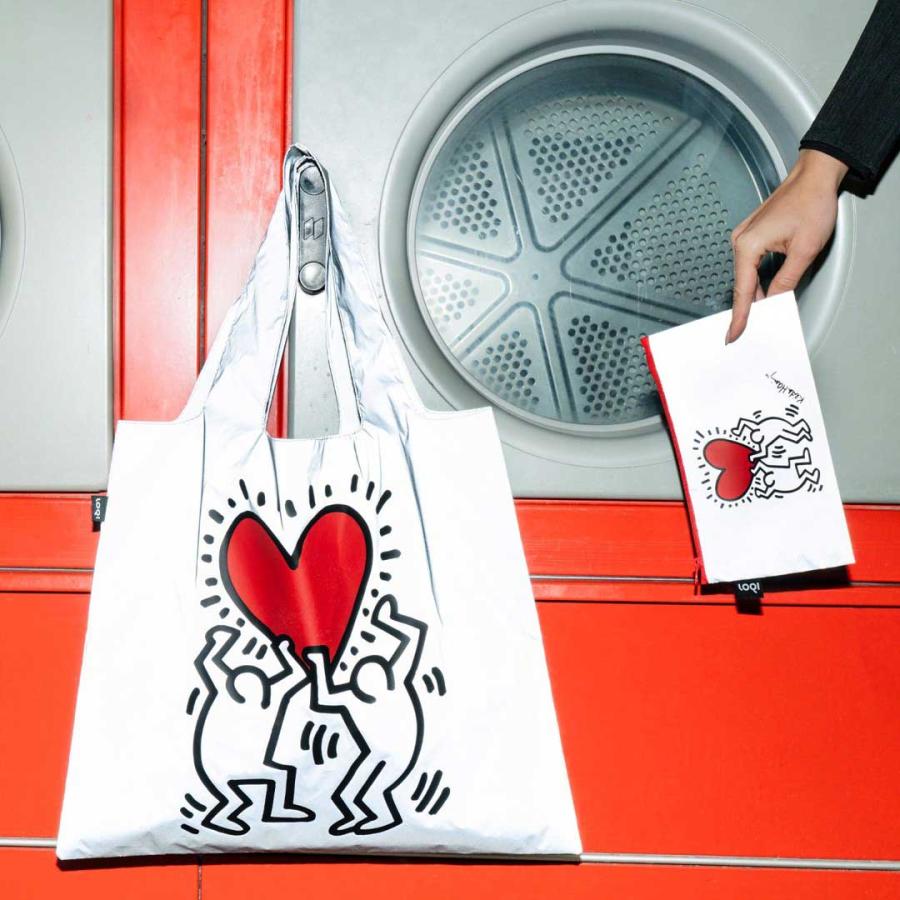 折りたたみトートバッグ LOQI ローキー Reflective Bag リフレクティブバッグ サブバッグ エコバッグ KEITH HARING キース・へリング/ダンシング ハート | LOQI | 01