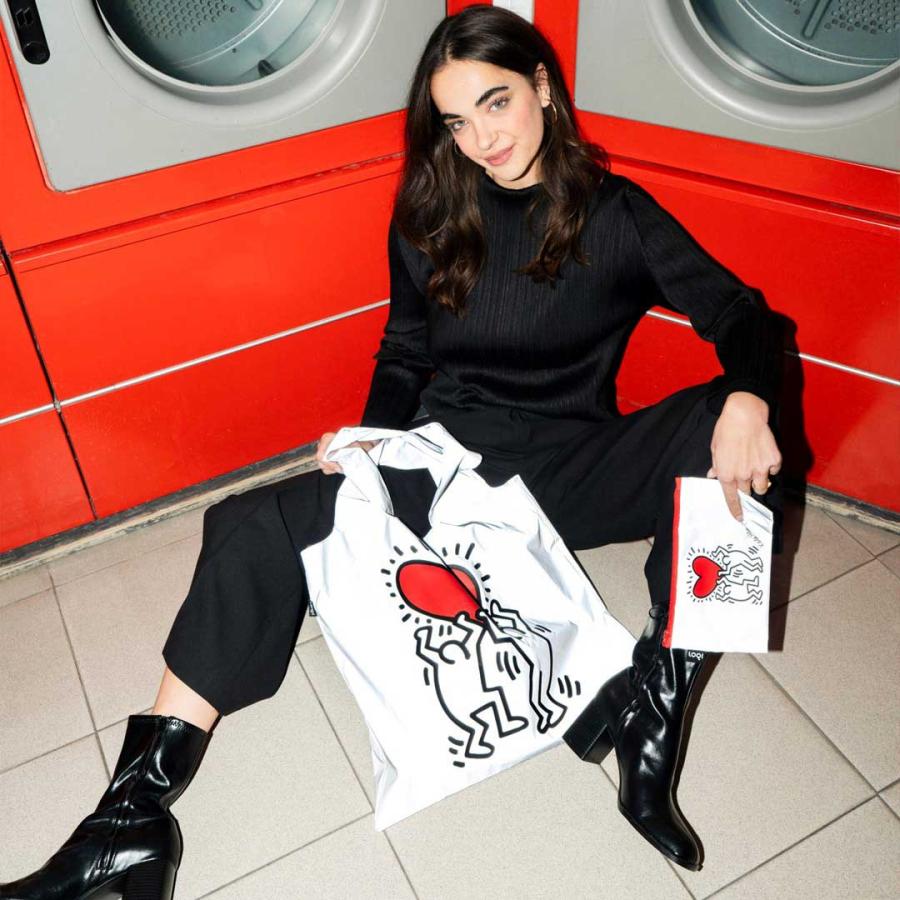 折りたたみトートバッグ LOQI ローキー Reflective Bag リフレクティブバッグ サブバッグ エコバッグ KEITH HARING キース・へリング/ダンシング ハート | LOQI | 02