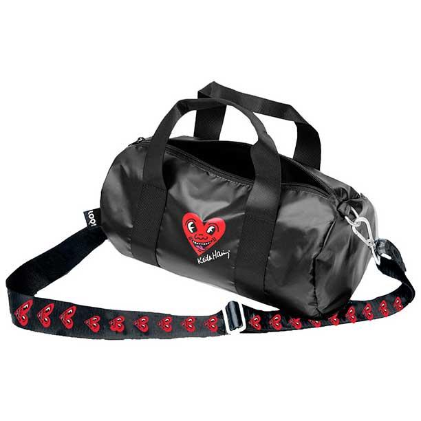 ボストンバッグ LOQI ローキー Metallic Mini Weekender ショルダーバッグ KEITH HARING キース・へリング/ブラック ハート フェイス | LOQI