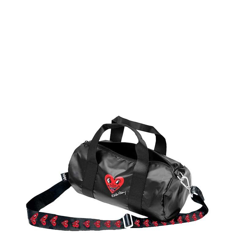 ボストンバッグ LOQI ローキー Metallic Mini Weekender ショルダーバッグ KEITH HARING キース・へリング/ブラック ハート フェイス | LOQI | 02