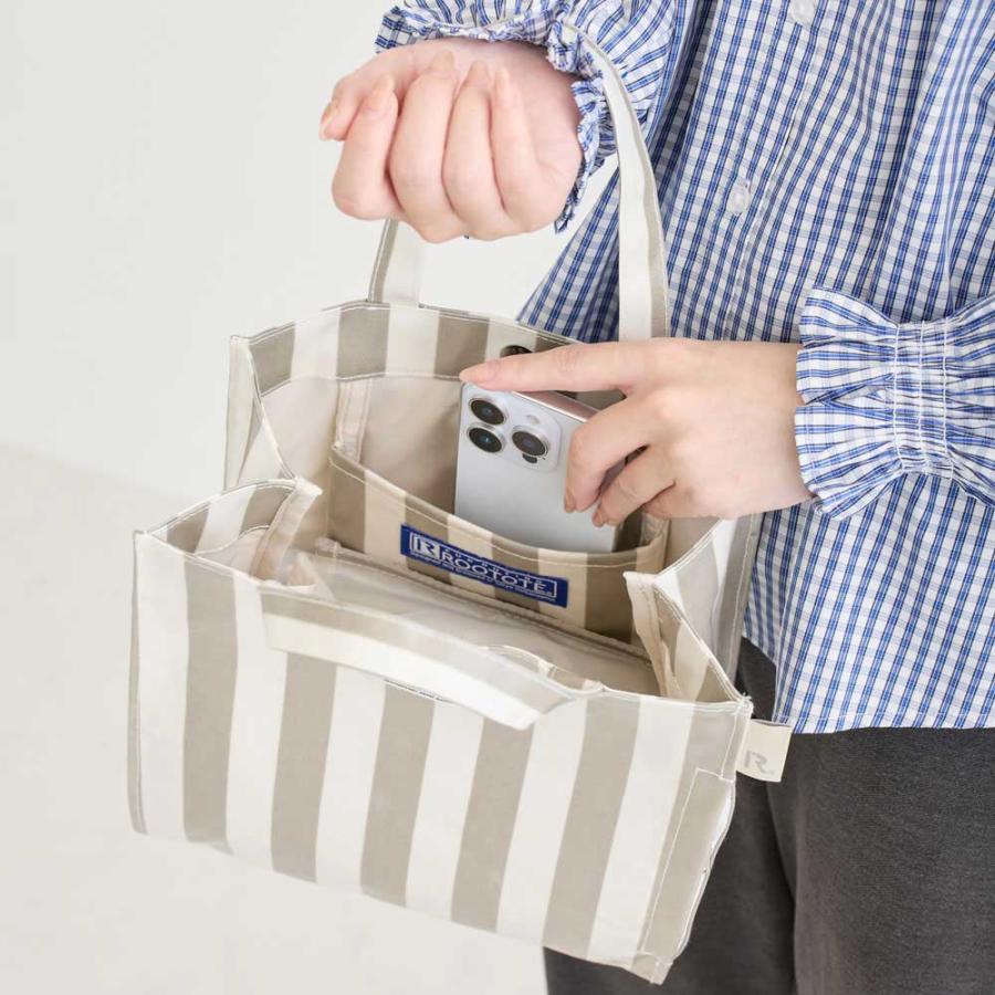 2026新作 トートバッグ ROOTOTE ルートート EU.スクエア.ラミネート-W ストライプ レディース 小さめ トート バッグ 正規品 サックス・ホワイト | ROOTOTE | 03