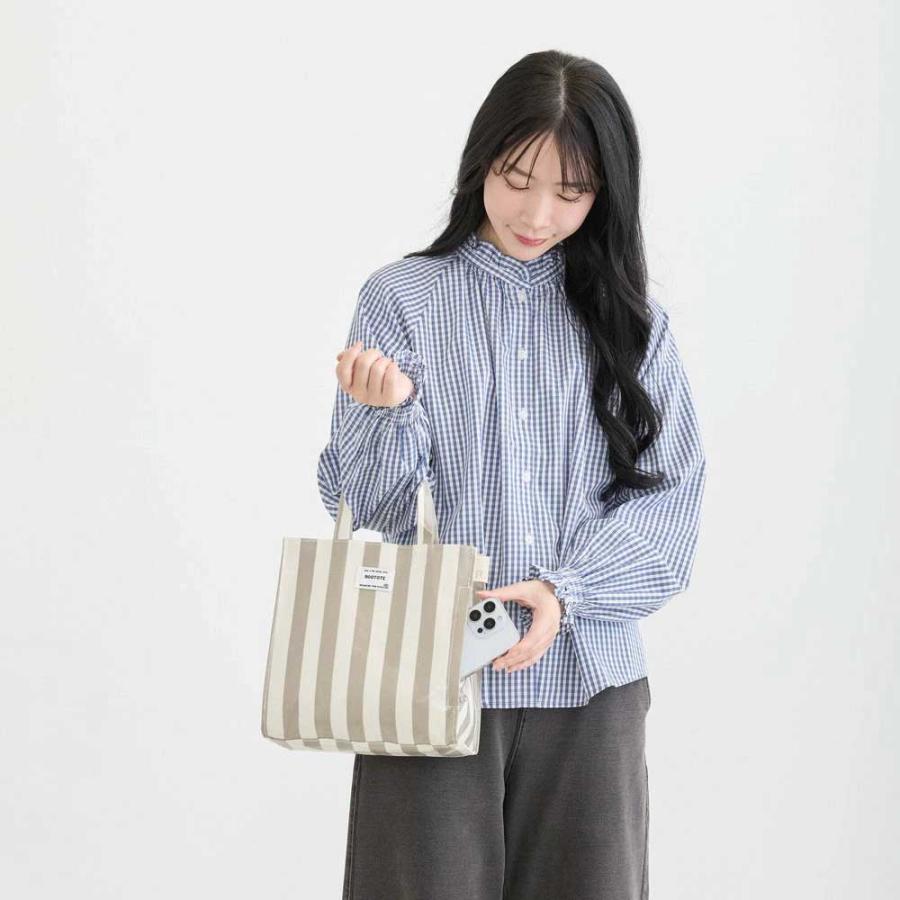 2026新作 トートバッグ ROOTOTE ルートート EU.スクエア.ラミネート-W ストライプ レディース 小さめ トート バッグ 正規品 サックス・ホワイト | ROOTOTE | 04