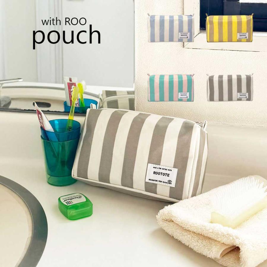 2026新作 ポーチ ROOTOTE ルートート WR.ポーチ.ラミネート-W 化粧ポーチ 旅行ポーチ 立体型 正規品 イエロー・ベージュ | ROOTOTE | 01