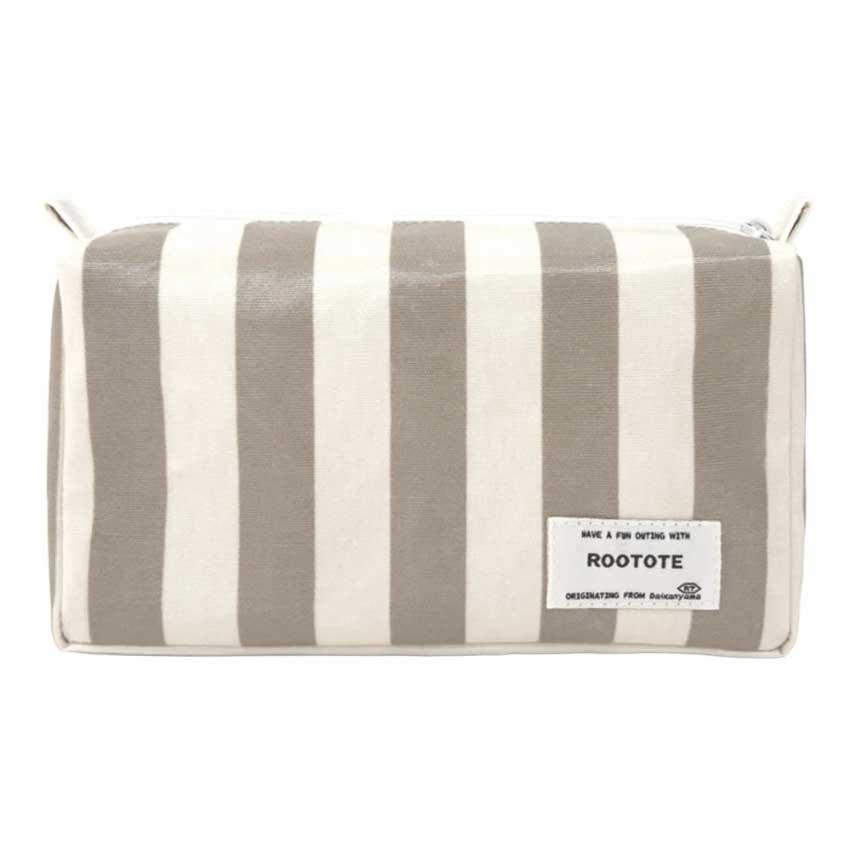 2026新作 ポーチ ROOTOTE ルートート WR.ポーチ.ラミネート-W 化粧ポーチ 旅行ポーチ 立体型 正規品 グレー・ホワイト | ROOTOTE