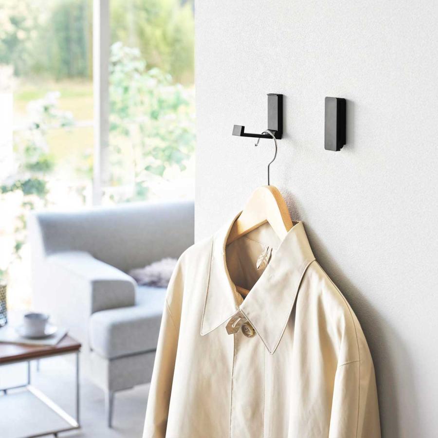 コートハンガー tower タワー 壁付け折り畳みフック 2個組 コートフック 帽子フック コートフック コート掛け 山崎実業 正規品 10552 ブラック | tower