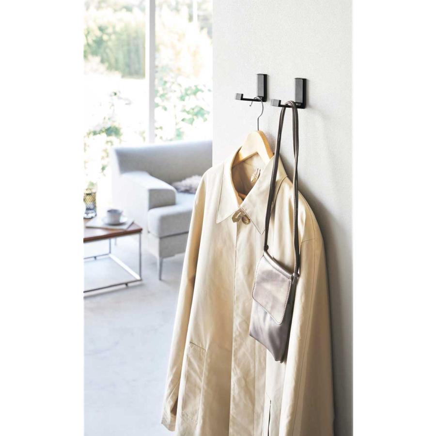 コートハンガー tower タワー 壁付け折り畳みフック 2個組 コートフック 帽子フック コートフック コート掛け 山崎実業 正規品 10552 ブラック | tower | 02