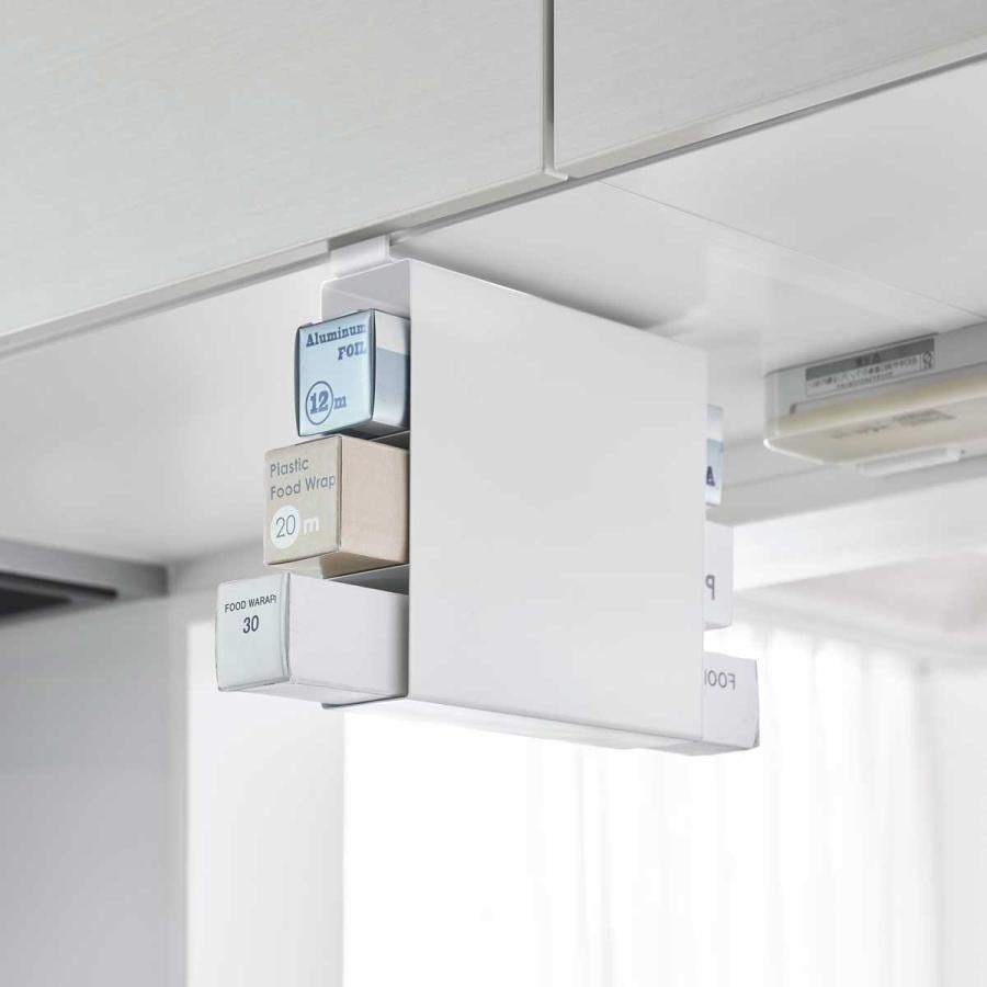 ラップホルダー tower タワー 戸棚下ラップホルダー 3段 ラップスタンド 浮かせて収納 ラップ収納 収納アイデア 山崎実業 正規品 10505 ホワイト | tower