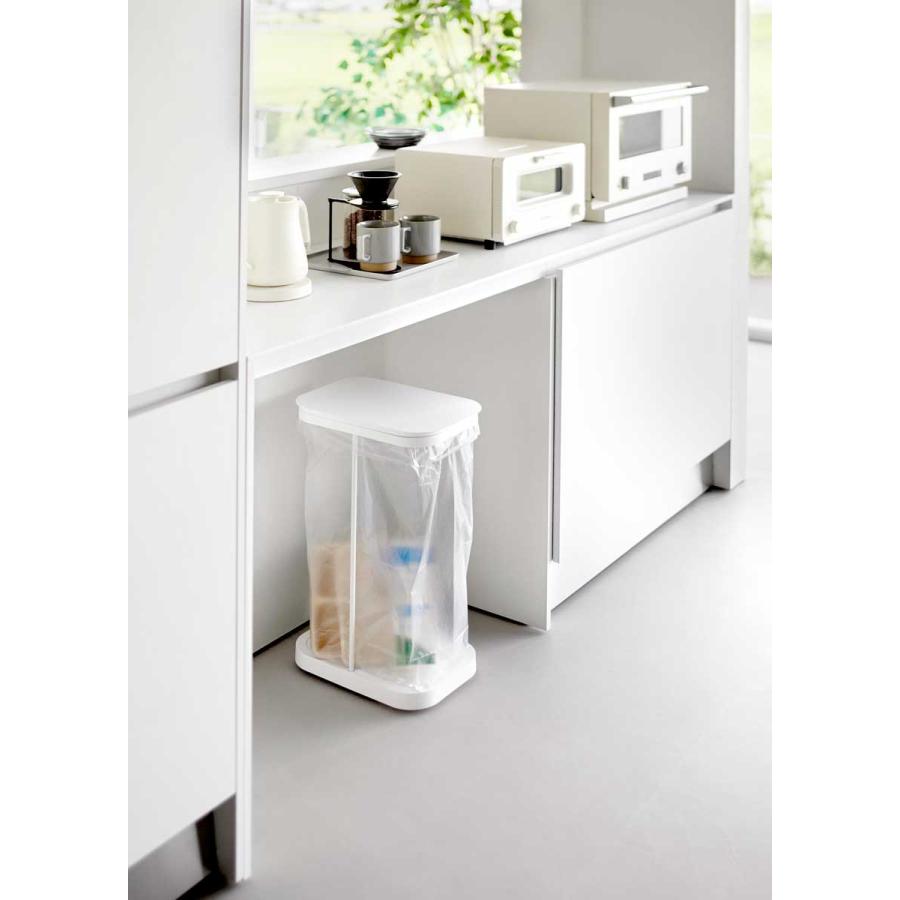 ゴミ箱 LUCE ルーチェ キャスター付き横開き分別ゴミ袋ホルダー キッチン 分別 蓋付き ふた付き ダストボックス ごみ箱 山崎実業 10567 ホワイト | 山崎実業 | 02