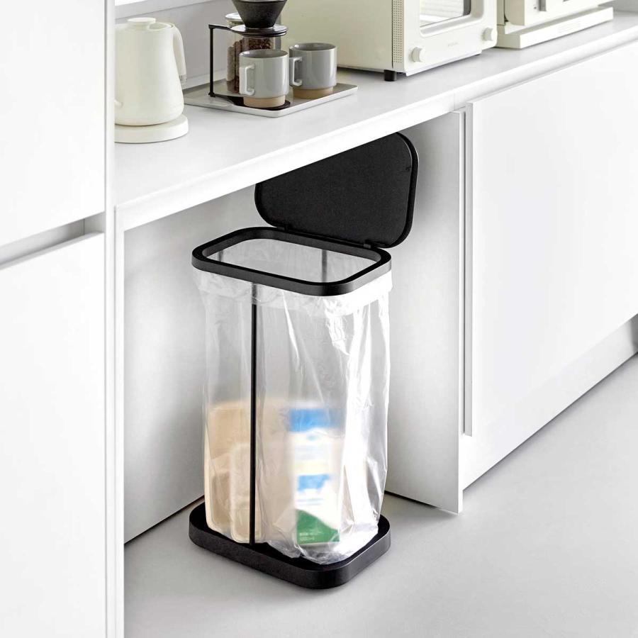 ゴミ箱 LUCE ルーチェ キャスター付き横開き分別ゴミ袋ホルダー キッチン 分別 蓋付き ふた付き ダストボックス ごみ箱 山崎実業 10568 ブラック | 山崎実業