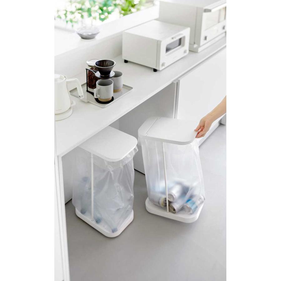 ゴミ箱 LUCE ルーチェ キャスター付き分別ゴミ袋ホルダー キッチン 分別 蓋付き ふた付き ダストボックス ごみ箱 山崎実業 10565 ホワイト | 山崎実業 | 03