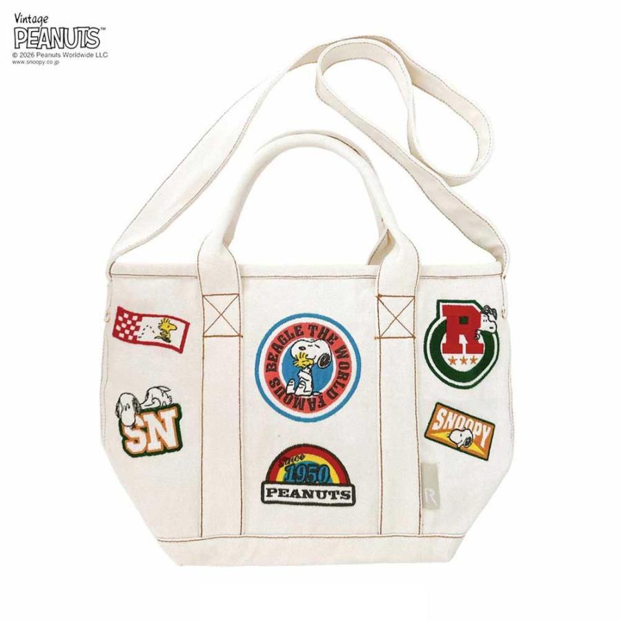 2026新作 スヌーピーバッグ ROOTOTE ルートート IP.デリ.シシュウ.ピーナッツ-0Y レディーストート 刺繍 スヌーピーグッズ トートバッグ 正規品 アイボリー | ROOTOTE