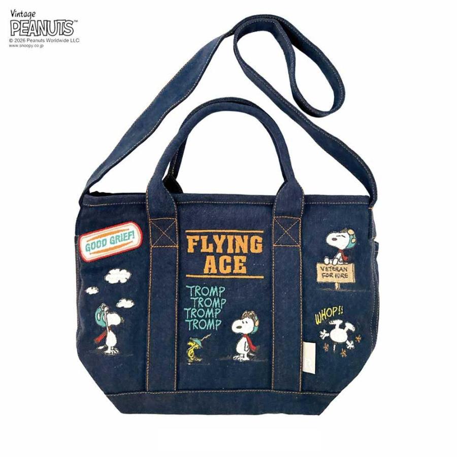 2026新作 スヌーピーバッグ ROOTOTE ルートート IP.デリ.シシュウ.ピーナッツ-0Y レディーストート 刺繍 スヌーピーグッズ トートバッグ 正規品 ネイビー | ROOTOTE