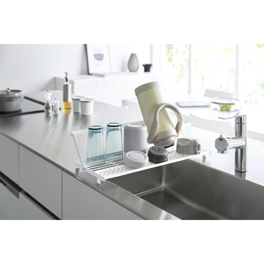 水切りかご tower タワー シンク上スリム水切りラック シリコーントレー付き 折りたたみ 水切りカゴ 水切りラック 山崎実業 正規品 10581 ホワイト | tower | 02